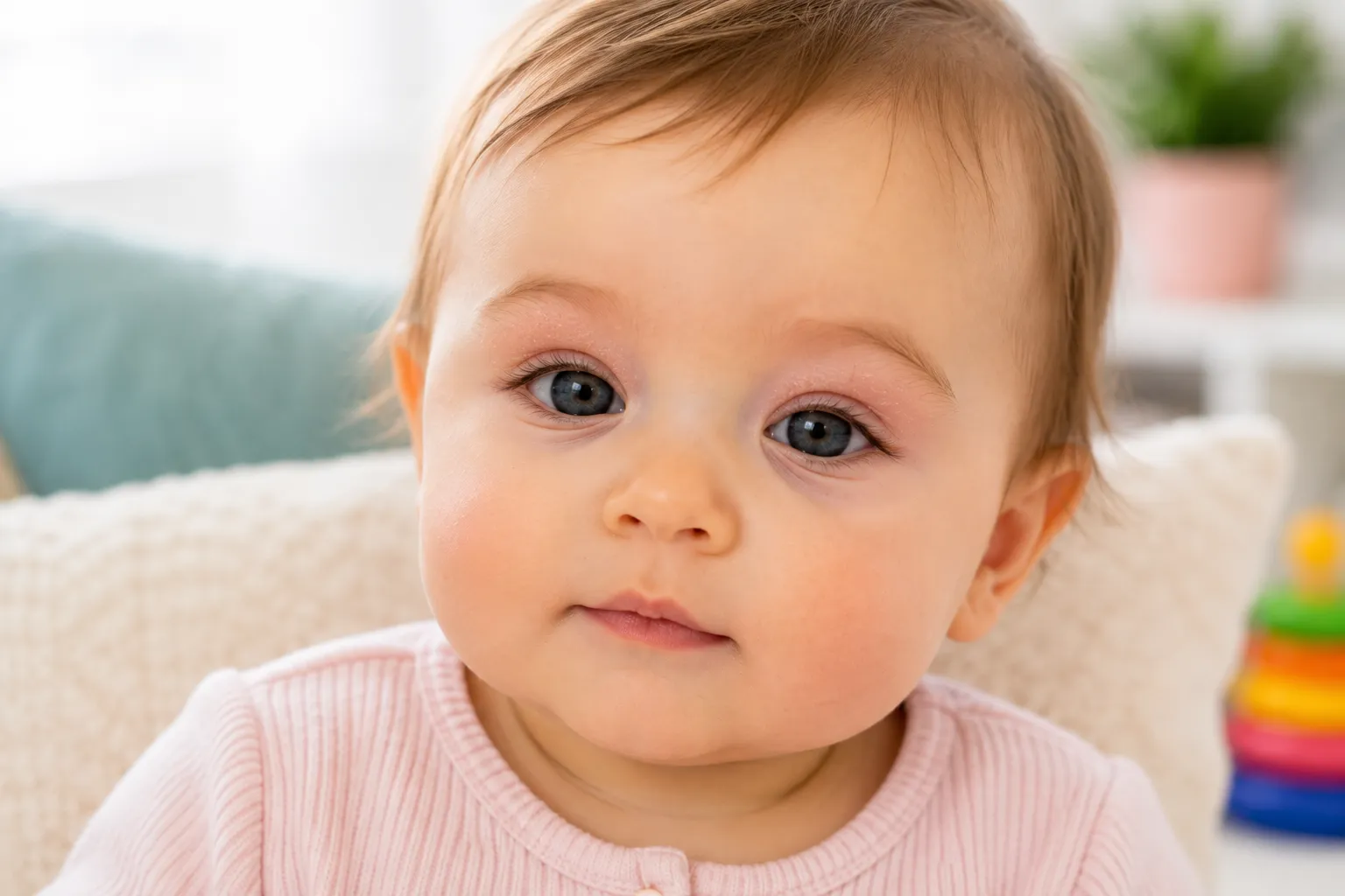 Baby with dry red eyelids for parent guide about eyelid irritation, gentle care and when to seek medical advice
