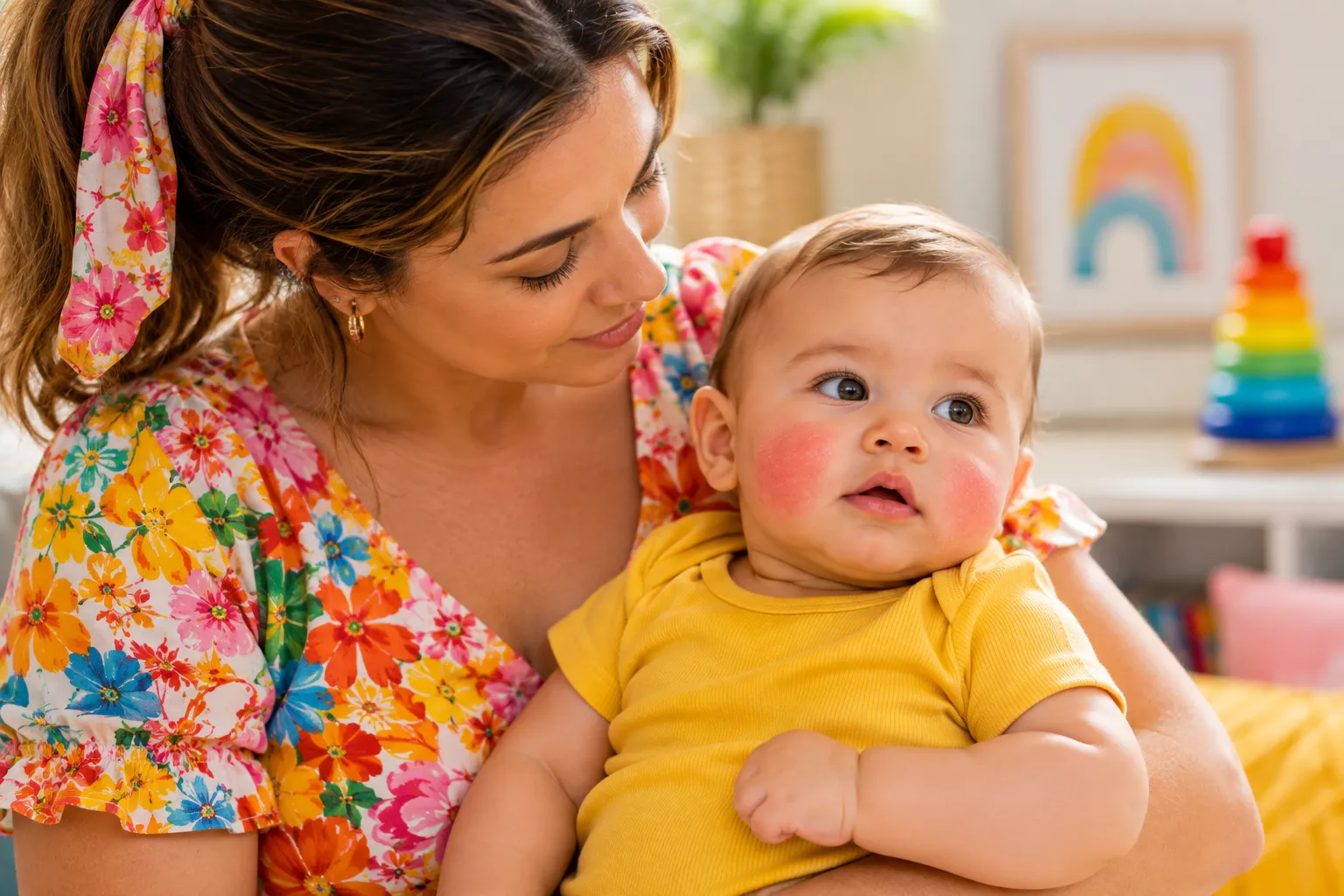 Baby skin image for a parent guide comparing baby eczema and heat rash