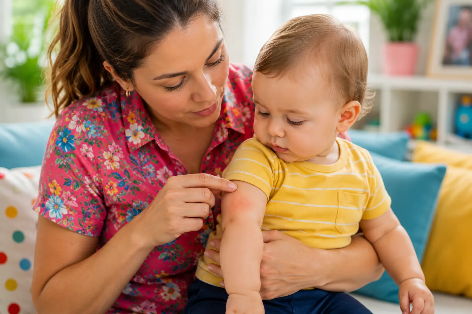 Parent and baby featured image for a guide comparing baby eczema and contact dermatitis