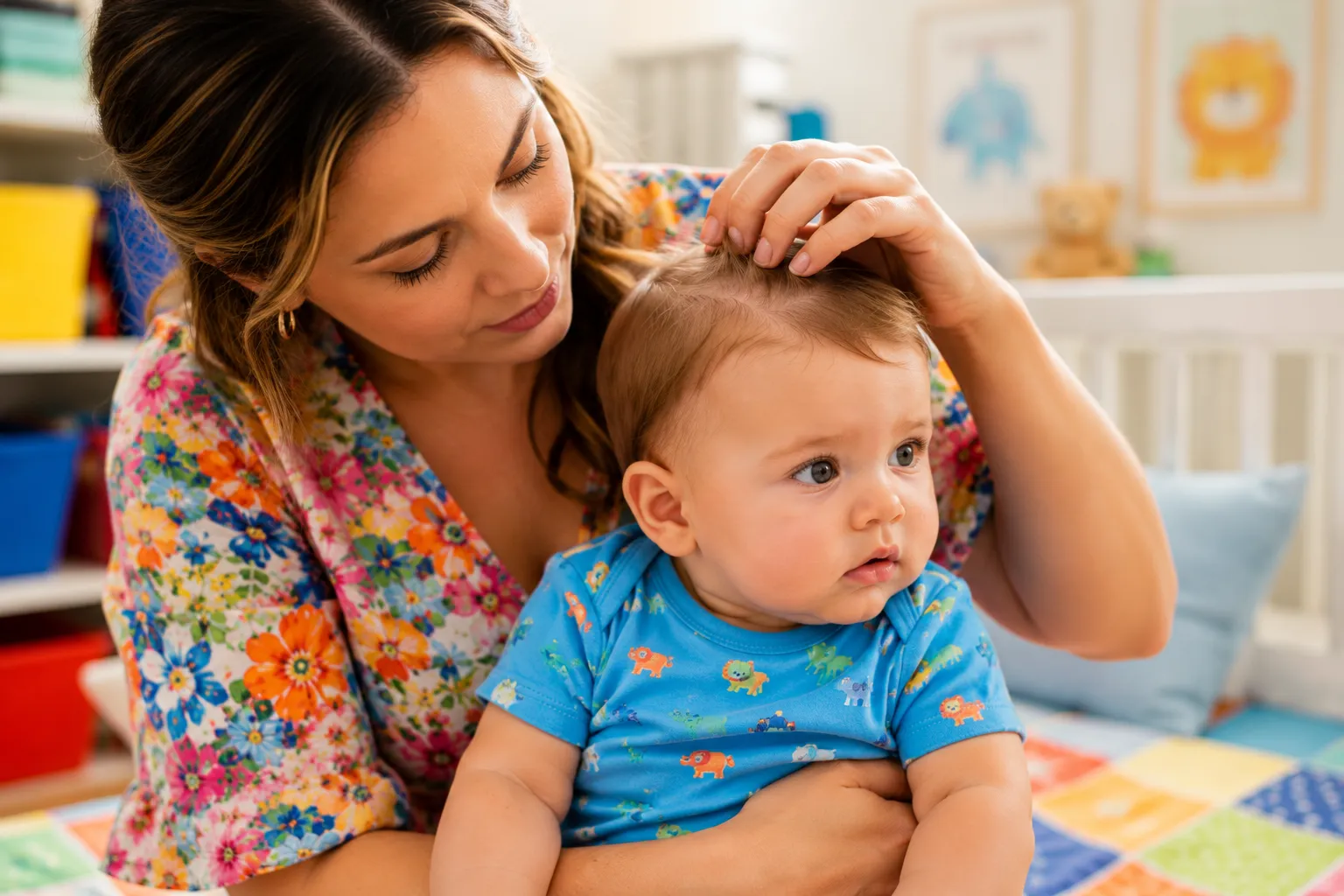 Parent and baby featured image for a guide comparing baby eczema and cradle cap