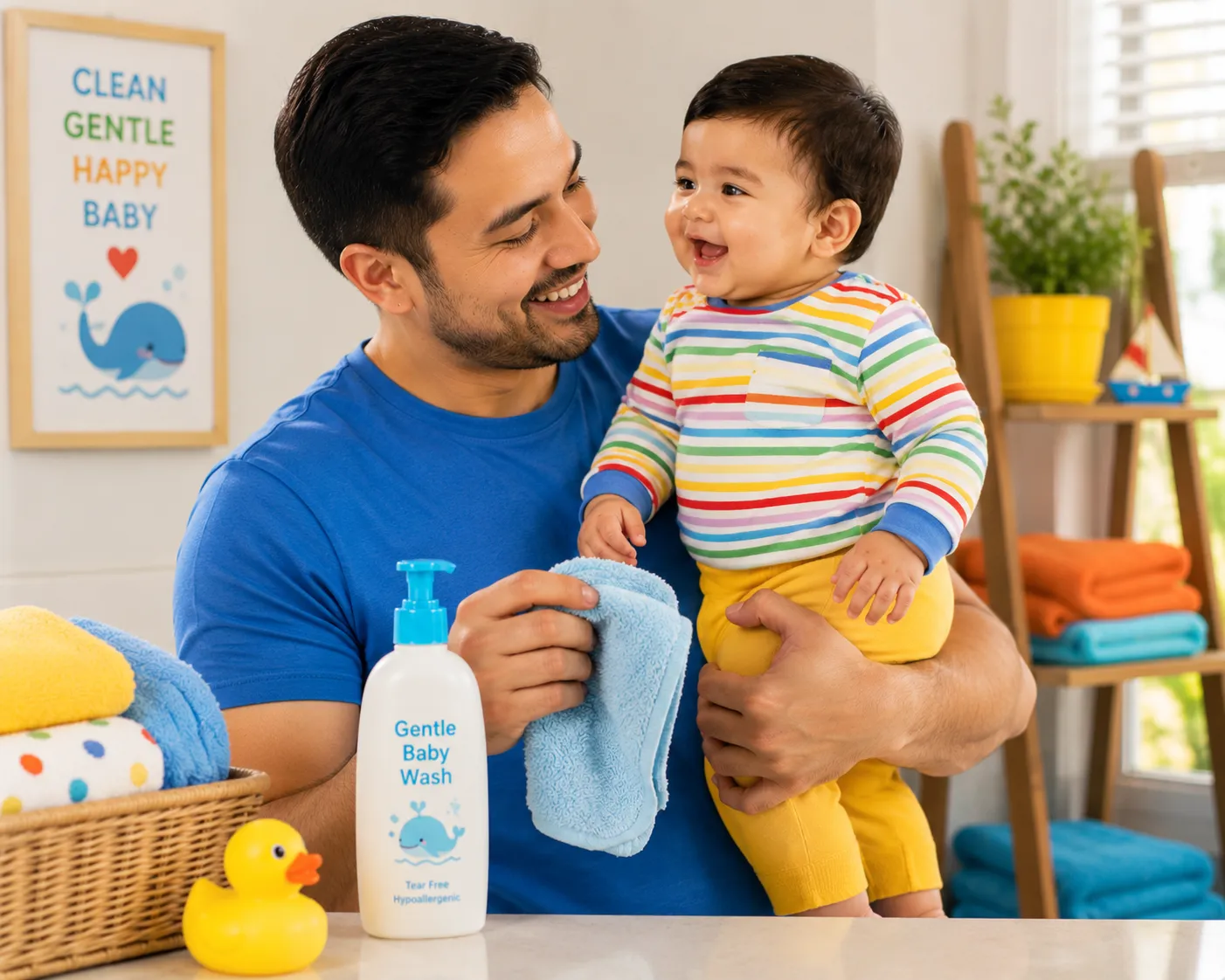 Baby hair washing and shampoo exposure around the face and neck for dry, itchy and eczema-prone skin