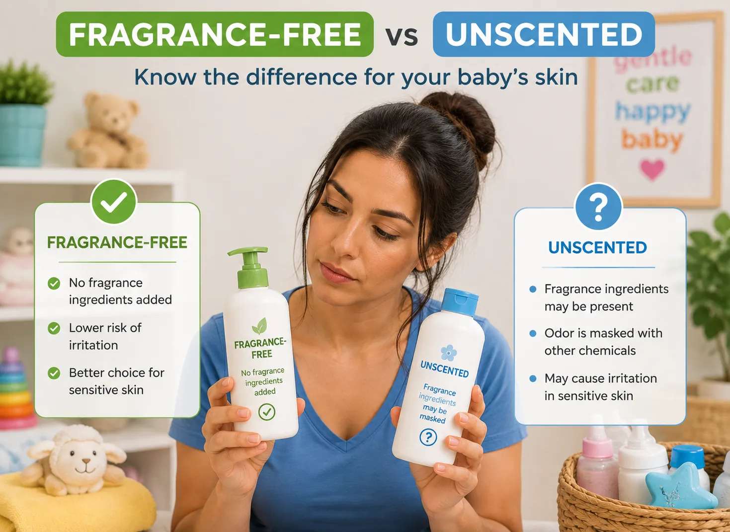 Fragrance-free versus unscented baby cream for dry, itchy and eczema-prone skin