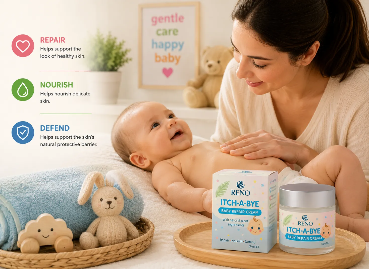 Baby cream ingredients for dry, itchy and eczema-prone skin