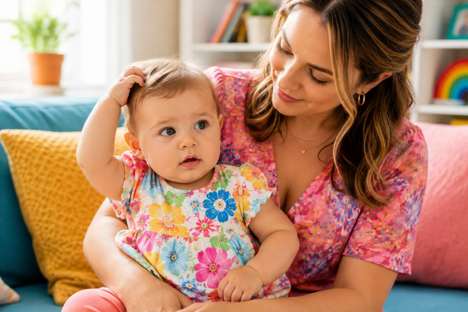 Baby touching their head for a parent guide about why babies scratch their head and itchy scalp