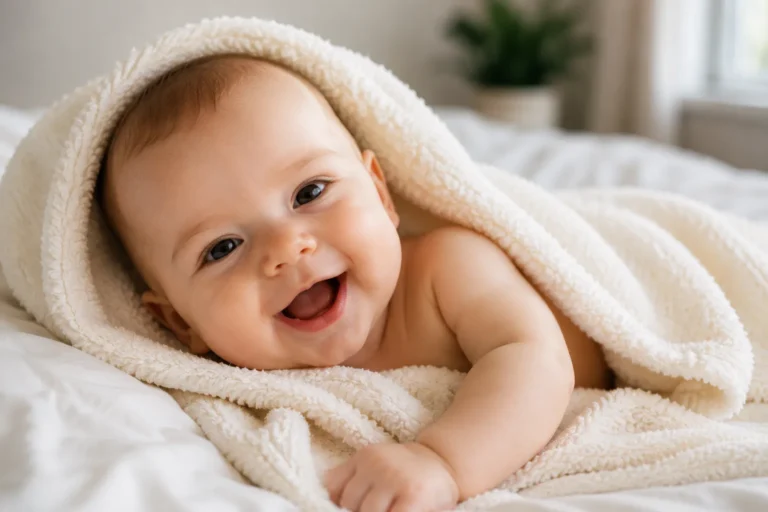Mother cuddling her baby at home, representing gentle care for dry, itchy and eczema-prone baby skin.