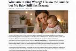 Concerned mother holding her baby while managing persistent eczema-prone skin despite following a skincare routine